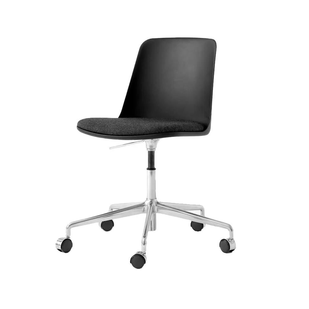 Rely HW29 kontorsstol, tyg rewool 198 black-svart skal-aluminiumstativ &Tradition