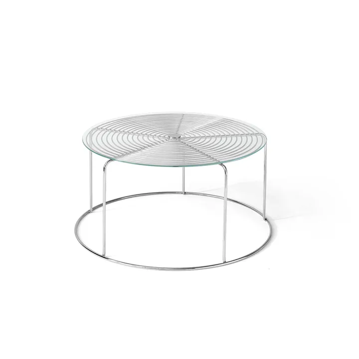 Wire VP17 soffbord - Rostfritt stål-glas, Ø74x36 cm - &Tradition