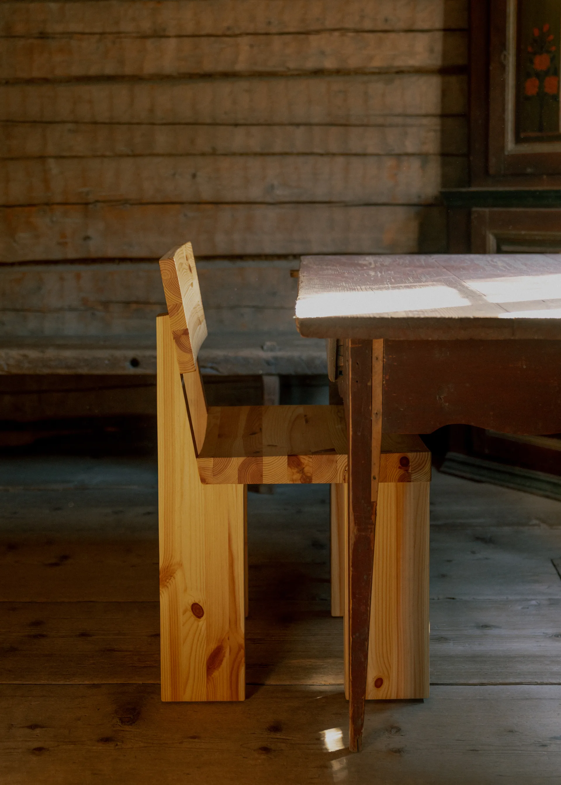 001 Dining Chair stol, Matt oljevaxad furu Vaarnii