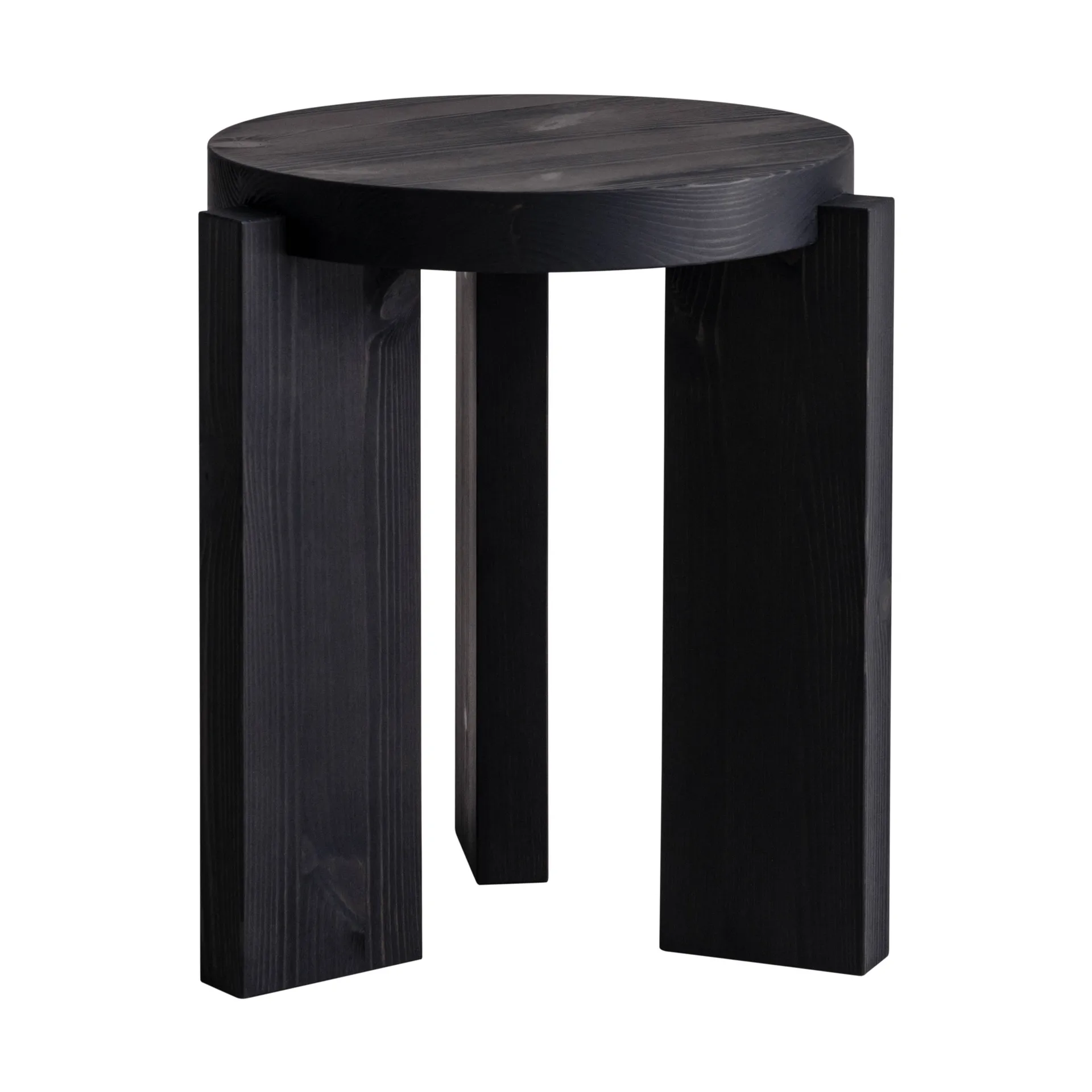 001 Stool rund pall, Svartbetsad furu, Ø40x44 cm Vaarnii