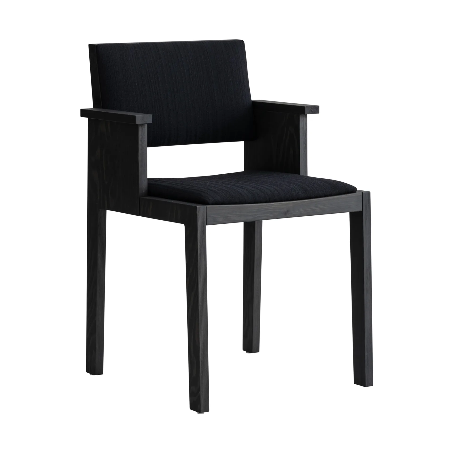 016 Maasto Dining Armchair karmstol, Svartbetsad furu, framsidesklädd svart Vaarnii