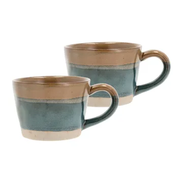 Evig mugg med öra 30 cl 2-pack - Blå-brun - Villa Collection