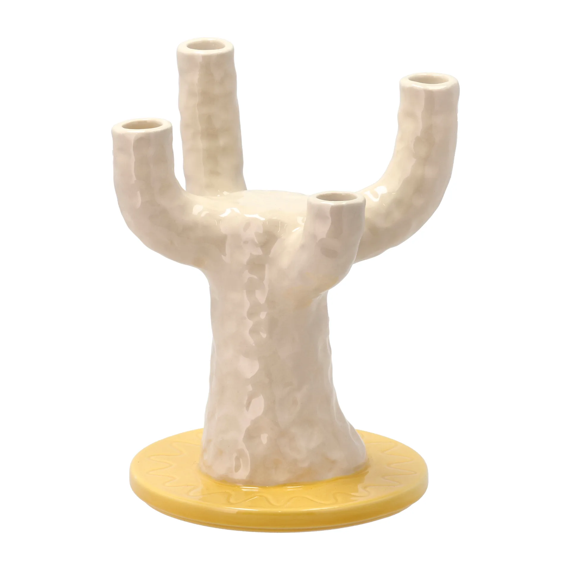 Styles ljusstake 19,5x25 cm, Gul-vit Villa Collection