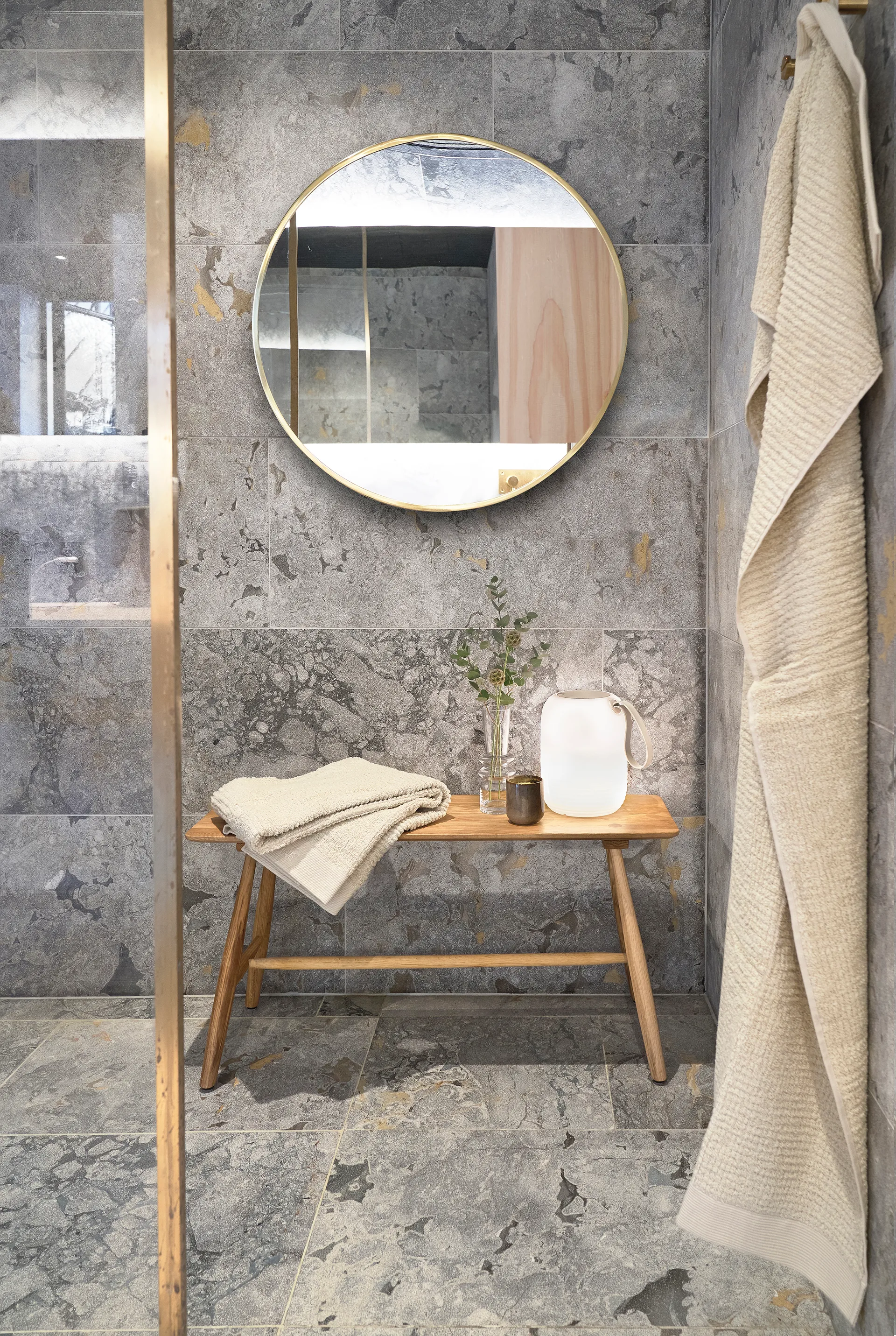 Vardo spegel Ø80 cm, Brass Villa Collection