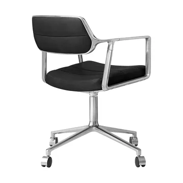 Vipp453 Swivel kontorsstol med hjul - Leather black-pol. aluminium - Vipp