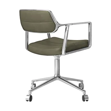 Vipp453 Swivel kontorsstol med hjul - Leather bosco green-pol. aluminium - Vipp