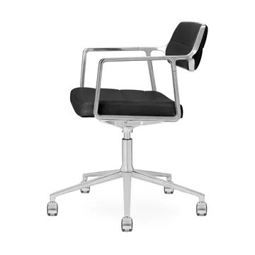 Vipp453+ Swivel kontorsstol med hjul - Pol. aluminium-black leather - Vipp