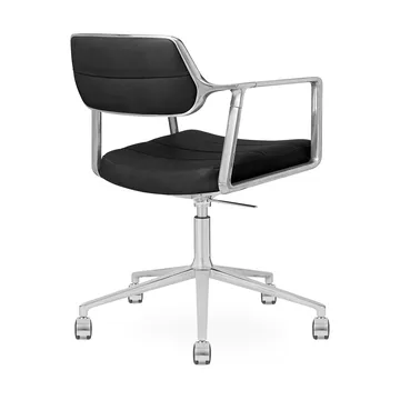 Vipp453+ Swivel kontorsstol med hjul - Pol. aluminium-black leather - Vipp