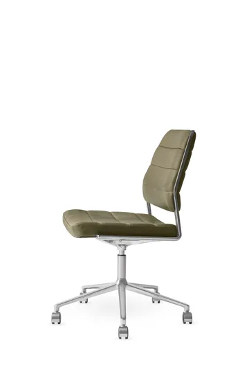 Vipp454+ Swivel chair kontorsstol med hjul - Bosco leather green-polished aluminium - Vipp
