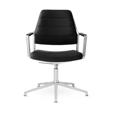 Vipp455+ Swivel chair kontorsstol - Black leather-polished aluminium - Vipp