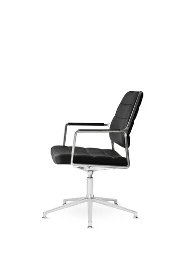 Vipp455+ Swivel chair kontorsstol - Black leather-polished aluminium - Vipp