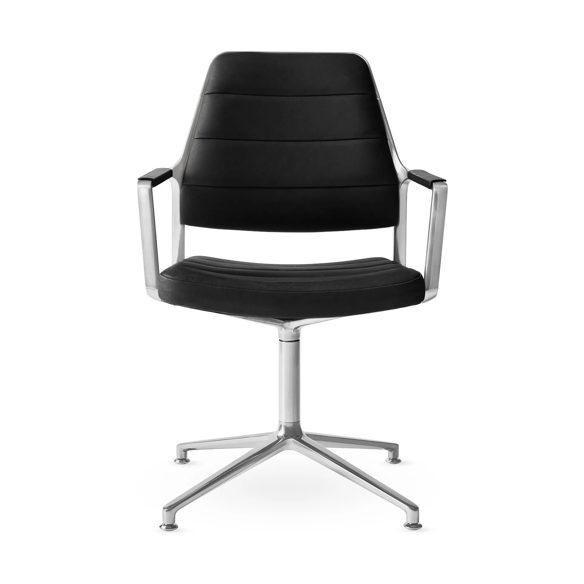 Vipp455 Swivel chair kontorsstol, Black leather-polished aluminium Vipp