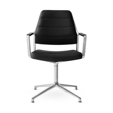Vipp455 Swivel chair kontorsstol - Black leather-polished aluminium - Vipp