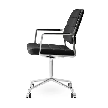 Vipp455 Swivel chair kontorsstol med hjul - Black leather-polished aluminium - Vipp