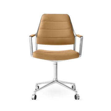 Vipp455 Swivel chair kontorsstol med hjul - Camel leather-polished aluminium - Vipp
