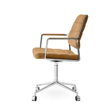 Vipp455 Swivel chair kontorsstol med hjul - Camel leather-polished aluminium - Vipp