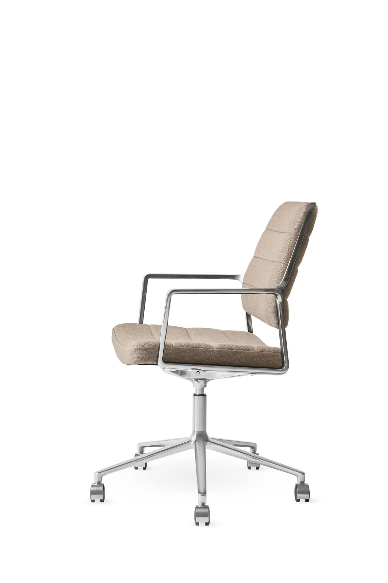 Vipp455+ Swivel chair kontorsstol med hjul, Tide dark sand-polished aluminium Vipp