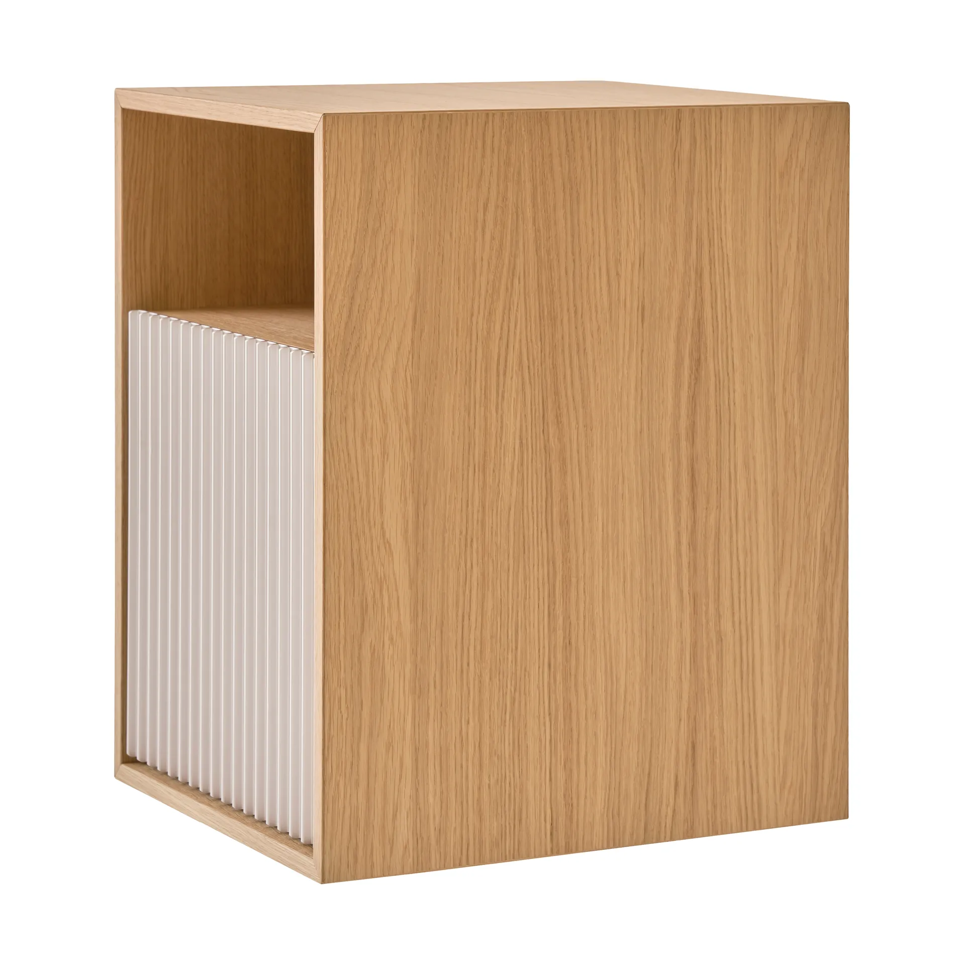 Vipp672 sängbord, Ljus ek-ljus aluminium, vägg, 31,5x48x38 cm Vipp