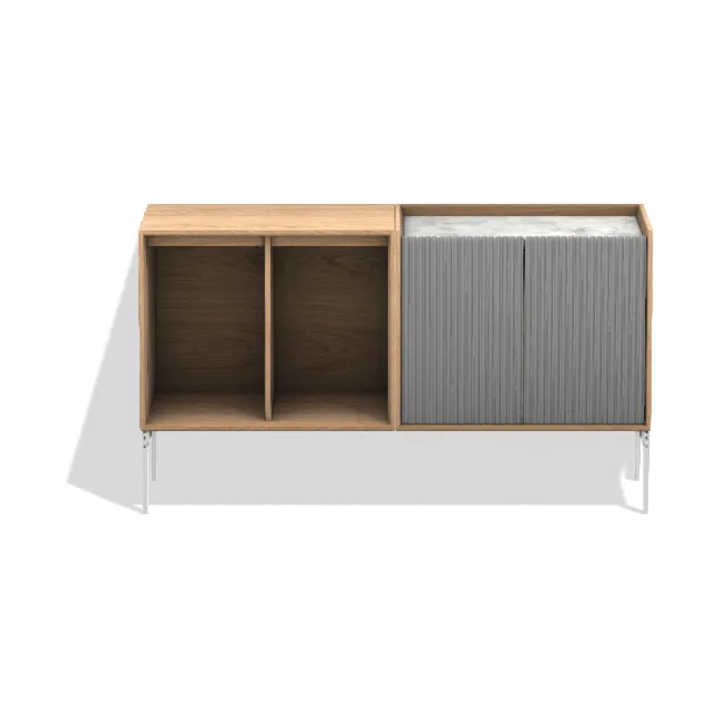 Vipp675 Cabinet skåp - Ljus ek-aluminium-marmor 120x68x38 cm - Vipp
