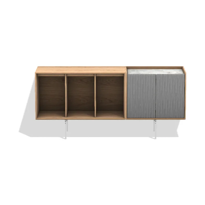 Vipp675 Cabinet skåp - Ljus ek-aluminium-marmor 150x68x38 cm Vipp