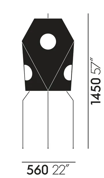 Akari UF3-Q golvlampa - vit/svart, shojipapper - Vitra