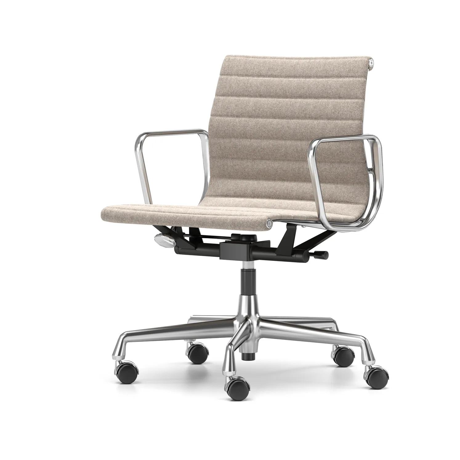 EA 117 stol höj- och sänkbar polerat krom, Fossil mjuka hjul broms Vitra