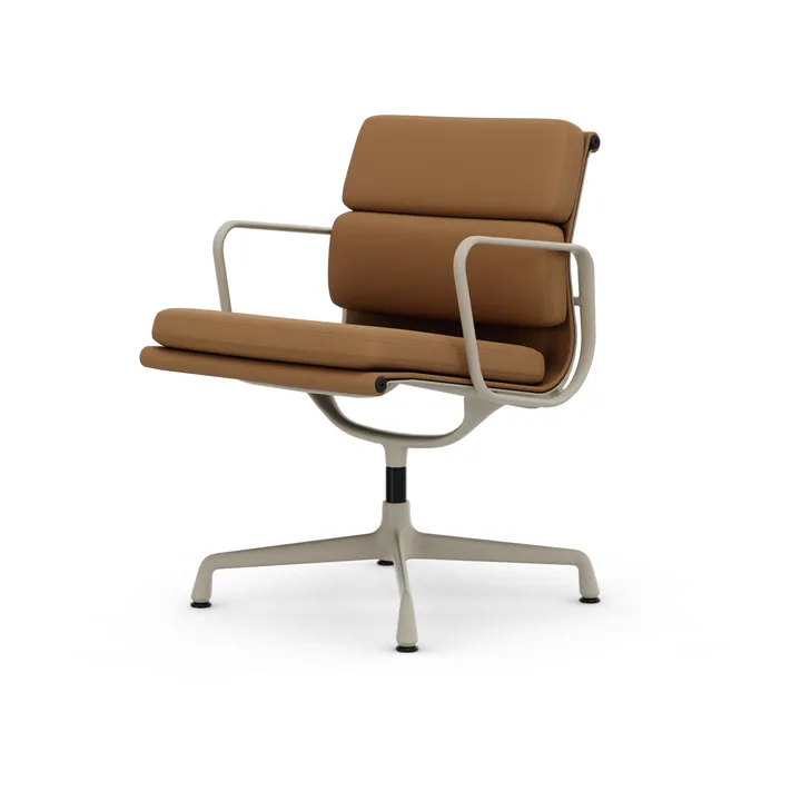 EA 208 Soft Pad Chair swivel chair kontorsstol - 62 Ochre leather premium F-37 chalk powder coated - Vitra