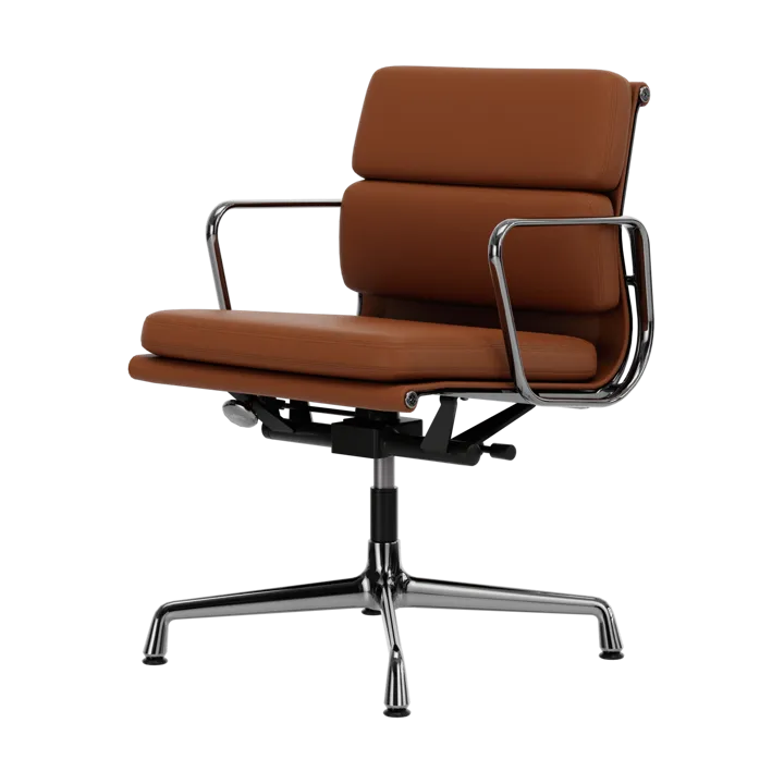 EA 231 Soft Pad Chair kontorsstol felt glides - 97 cognac leather L20-chrome - Vitra