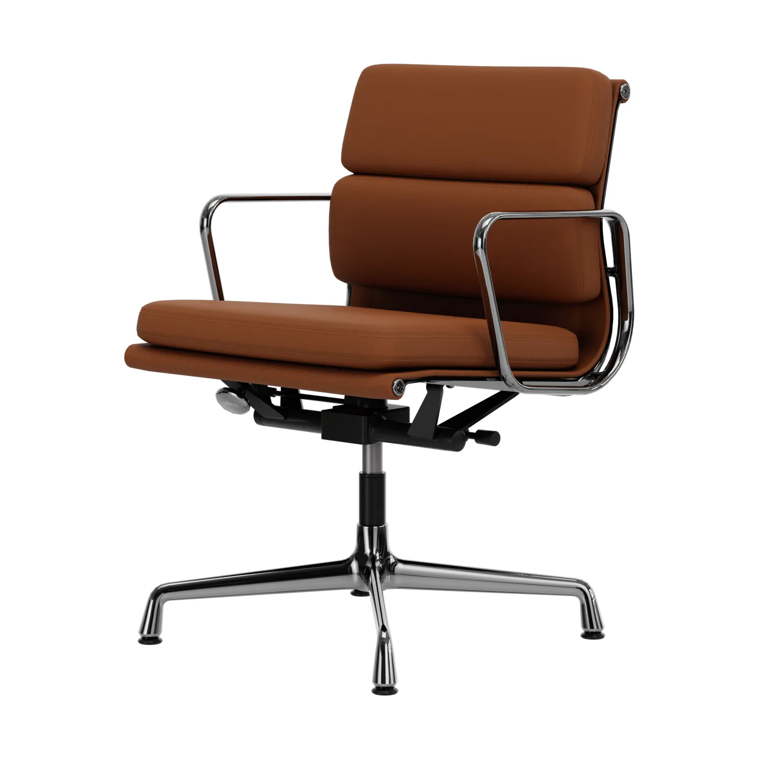 EA 231 Soft Pad Chair kontorsstol felt glides, 97 cognac leather L50-chrome Vitra