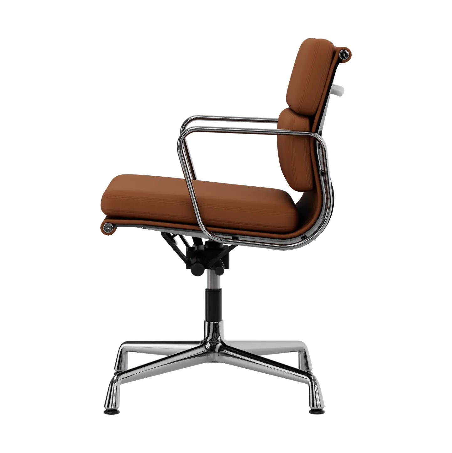 EA 231 Soft Pad Chair kontorsstol felt glides, 97 cognac leather L50-chrome Vitra