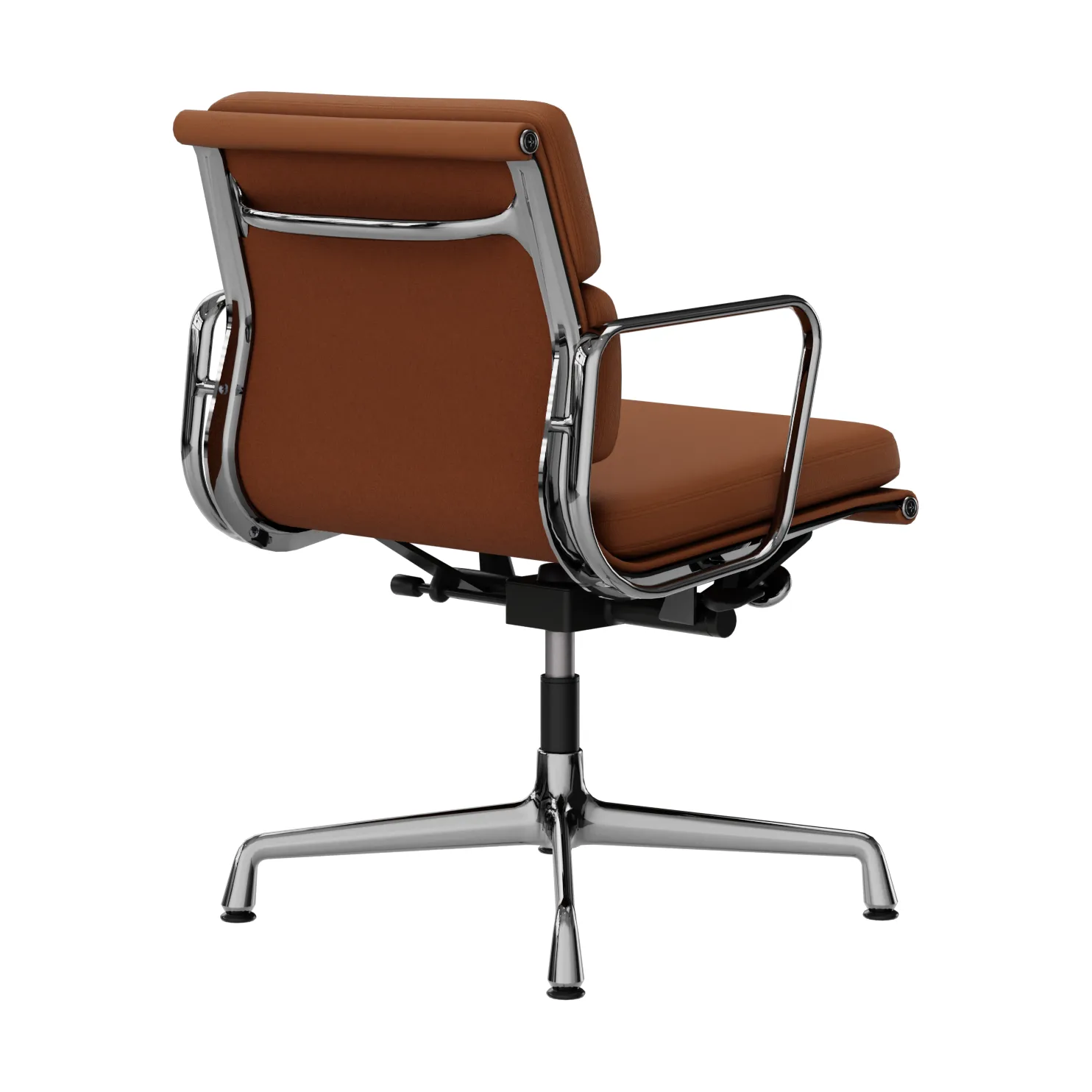 EA 231 Soft Pad Chair kontorsstol felt glides, 97 cognac leather L50-chrome Vitra