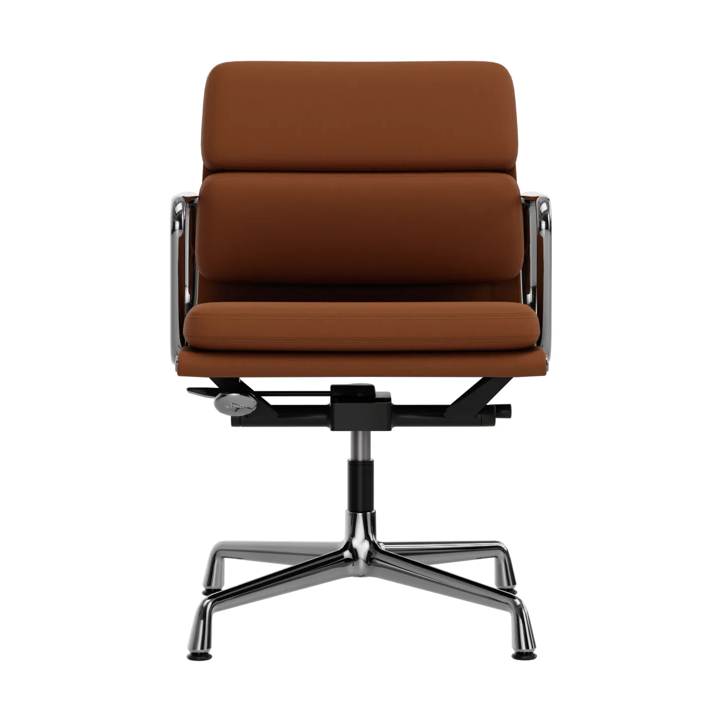 EA 231 Soft Pad Chair kontorsstol felt glides, 97 cognac leather L50-chrome Vitra