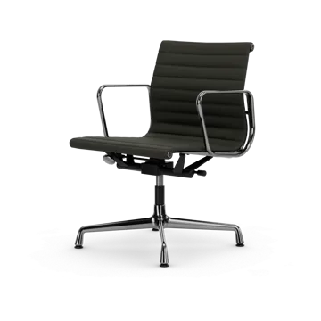 EA132 Aluminium Chair kontorsstol felt glides - 61 umbra grey leather L50-chrome - Vitra