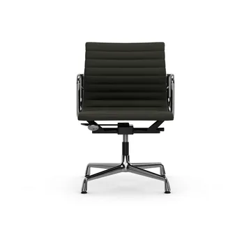 EA132 Aluminium Chair kontorsstol felt glides - 61 umbra grey leather L50-chrome - Vitra