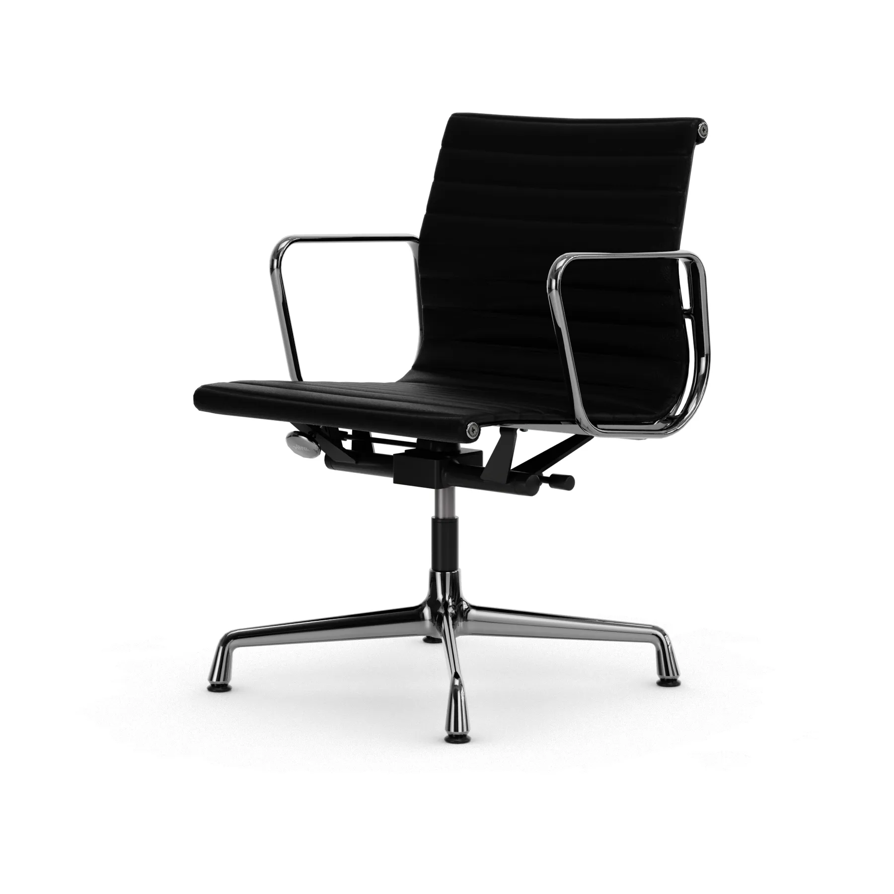 EA132 Aluminium Chair kontorsstol felt glides, 66 nero black leather-polished Vitra