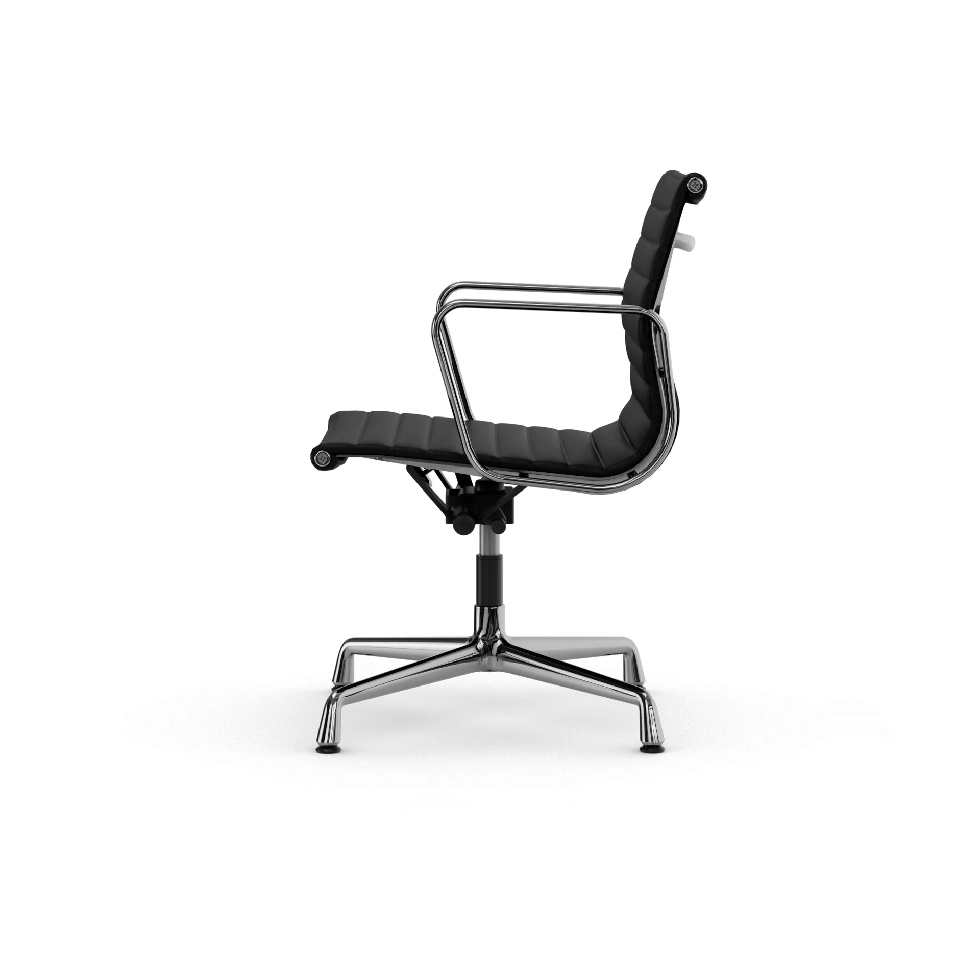 EA132 Aluminium Chair kontorsstol felt glides, 66 nero black leather-polished Vitra