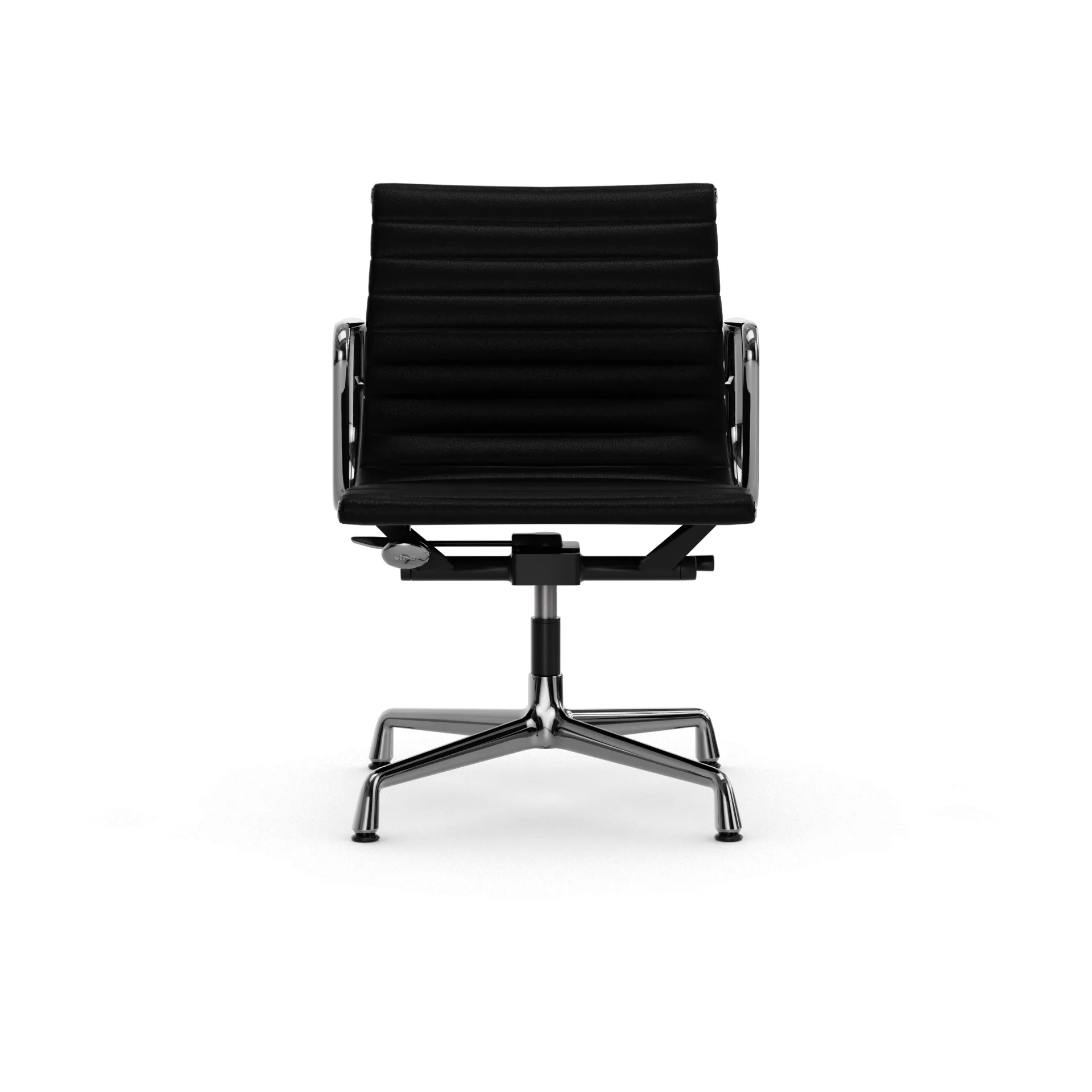 EA132 Aluminium Chair kontorsstol felt glides, 66 nero black leather-polished Vitra