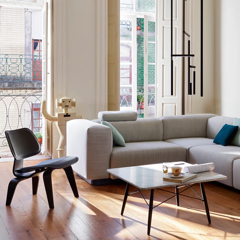 Eames coffee table soffbord svartbetsade askben, American walnut liten Vitra