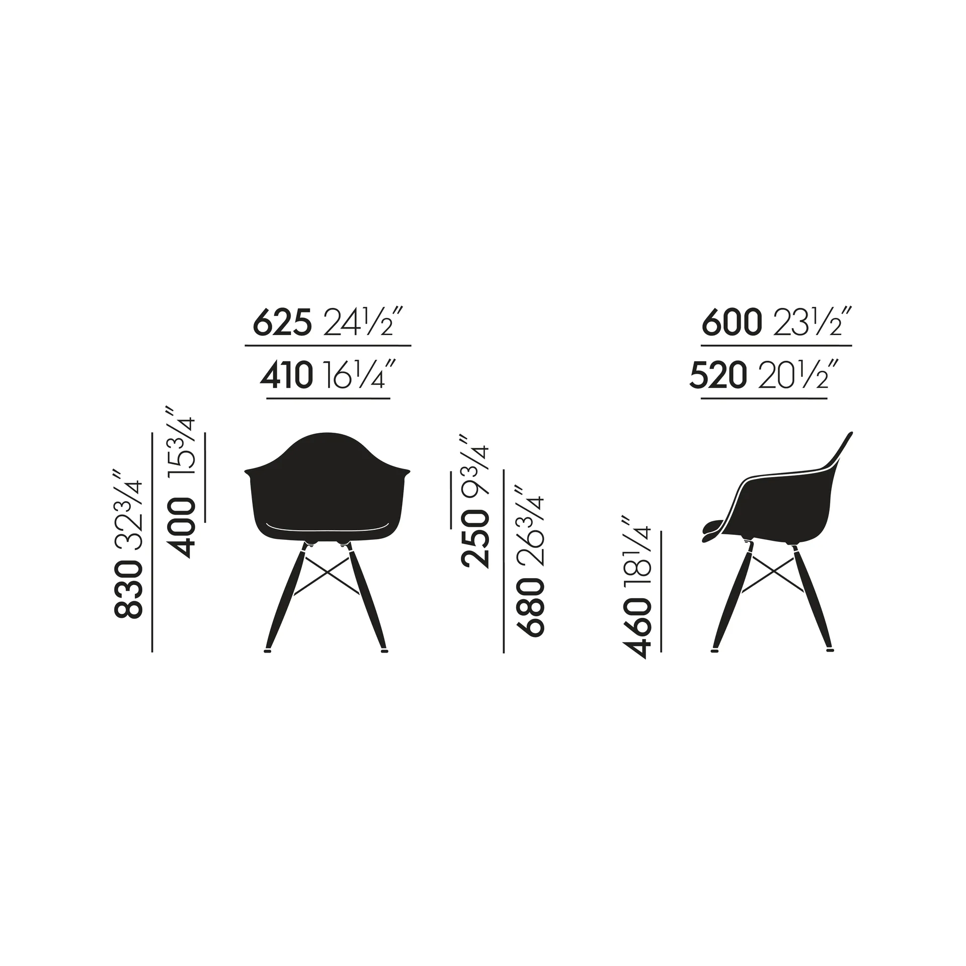 Eames Fiberglass Armchair DAW karmstol, Sea foam green-dark maple Vitra