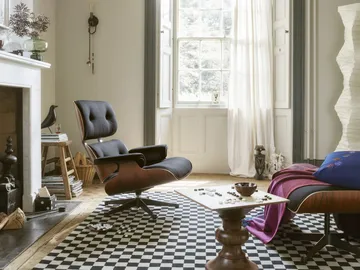 Eames Lounge Chair classic Leather premium F - 66 nero-american cherry - Vitra