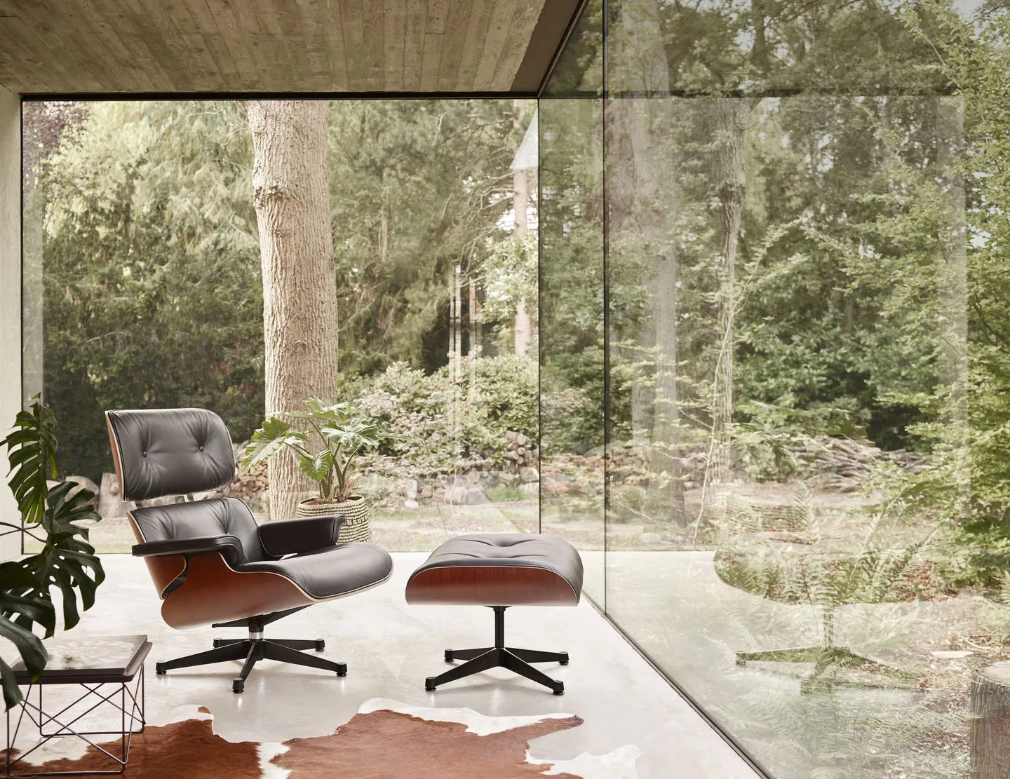 Eames Lounge Chair classic Leather premium F, 66 nero-american cherry Vitra