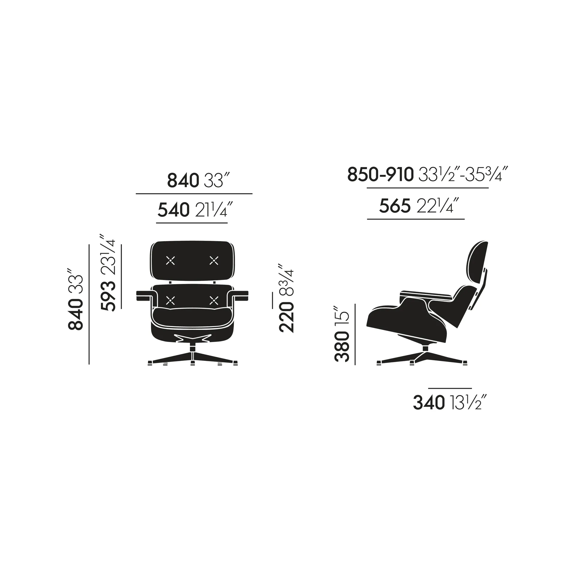 Eames Lounge Chair classic Leather premium F, 66 nero-american cherry Vitra