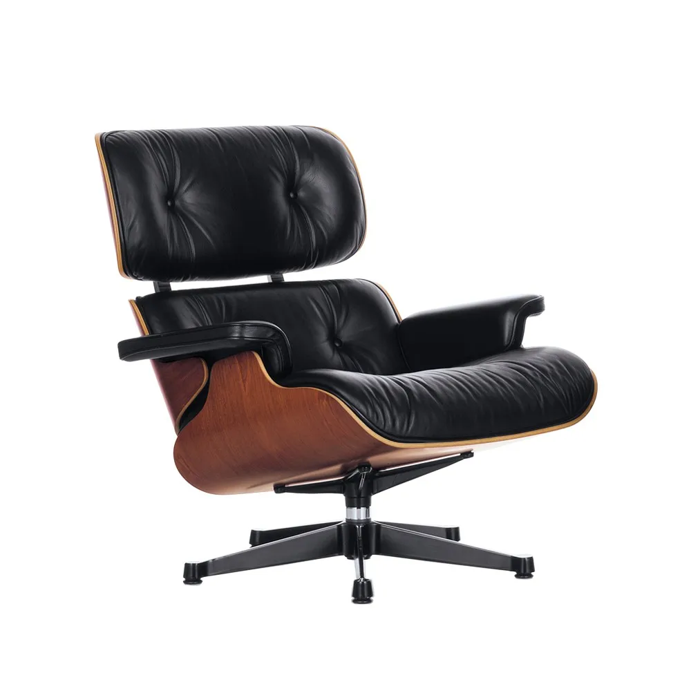 Eames Lounge Chair classic Leather premium F, 66 nero-american cherry Vitra