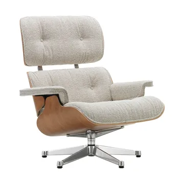 Eames Lounge Chair new dimension polerad krom - Cream/sand-american cherry - Vitra