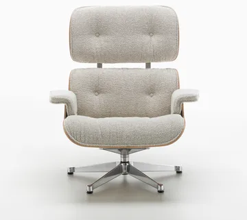 Eames Lounge Chair new dimension polerad krom - Cream/sand-american cherry - Vitra
