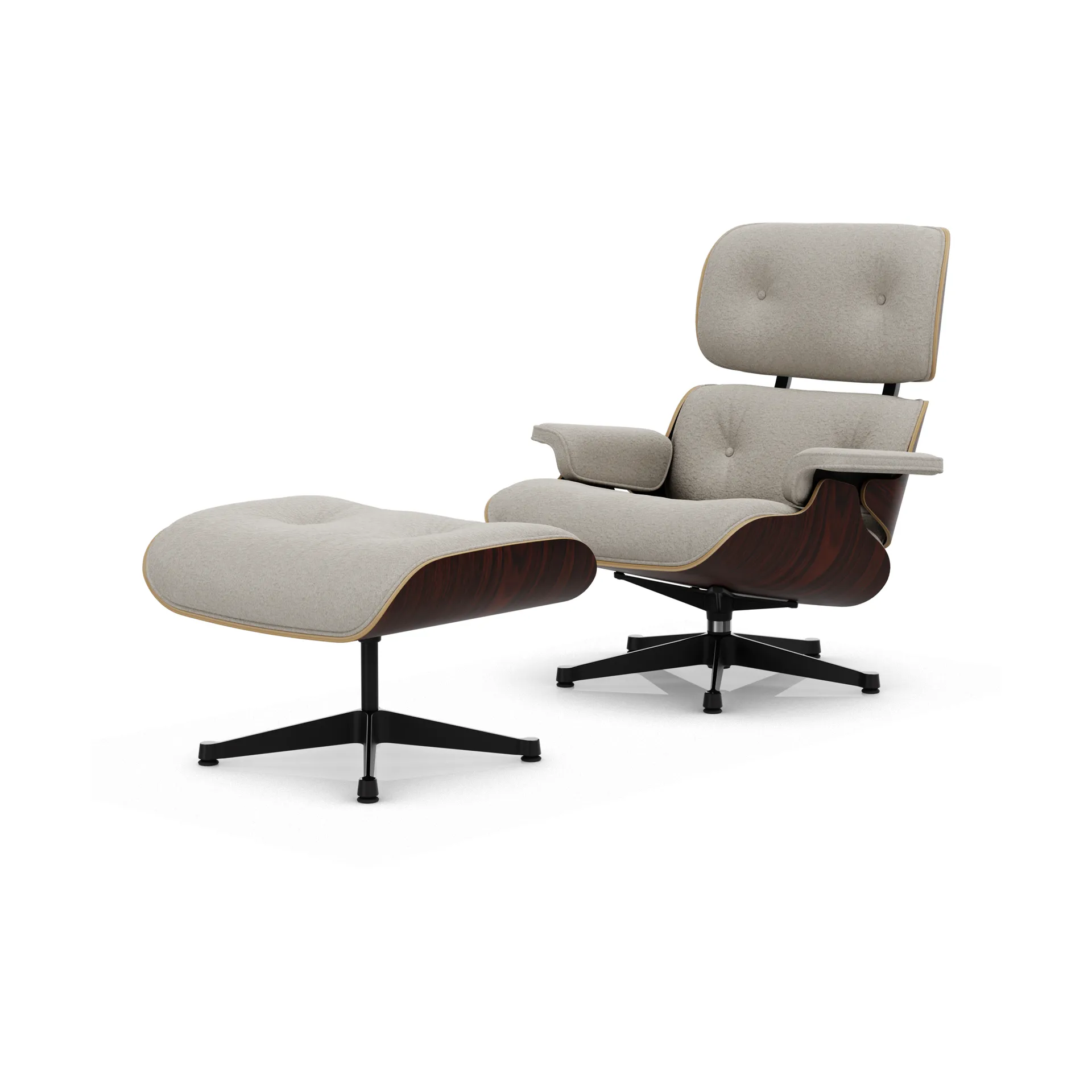 Eames Lounge Chair & Ottoman new dimensions, 01 Ivory-pearl-05 sant. palisander-pol.steel-black Vitra