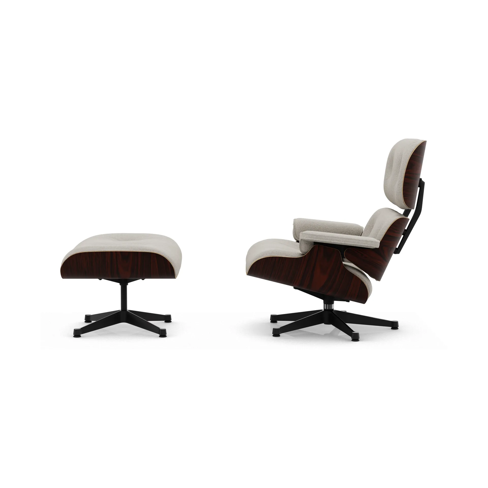 Eames Lounge Chair & Ottoman new dimensions, 01 Ivory-pearl-05 sant. palisander-pol.steel-black Vitra