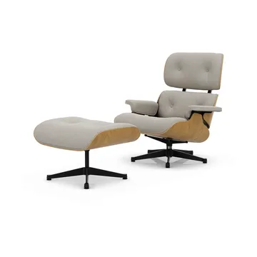 Eames Lounge Chair & Ottoman new dimensions - 01 Ivory-pearl-26 chestnut-pol. steel-black - Vitra