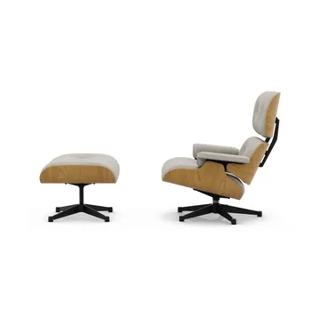 Eames Lounge Chair & Ottoman new dimensions - 01 Ivory-pearl-26 chestnut-pol. steel-black - Vitra