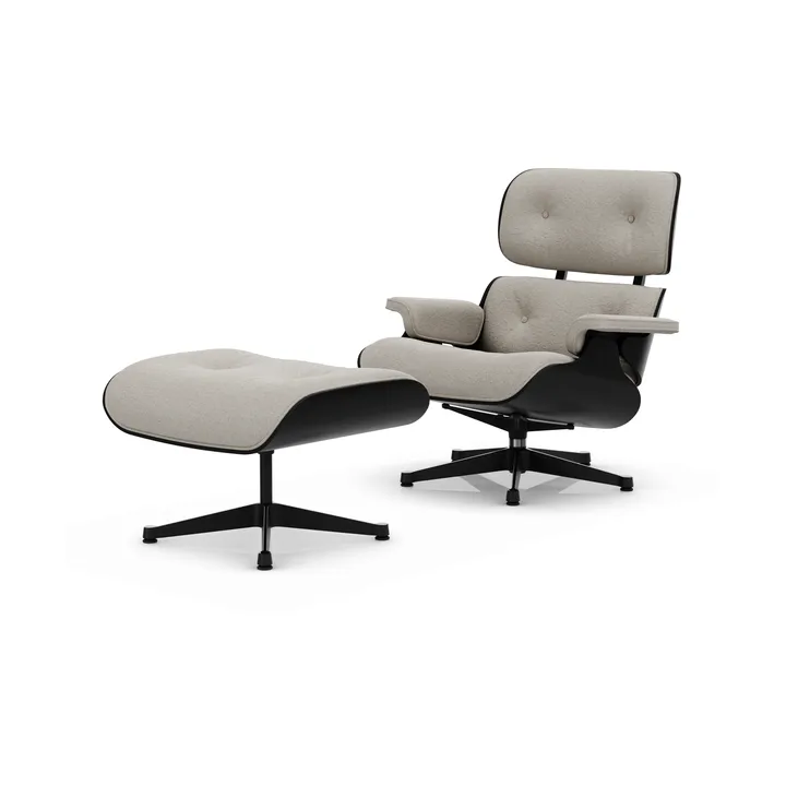 Eames Lounge Chair & Ottoman new dimensions - 01 Ivory-pearl-27 chestnut black-pol. steel-black - Vitra